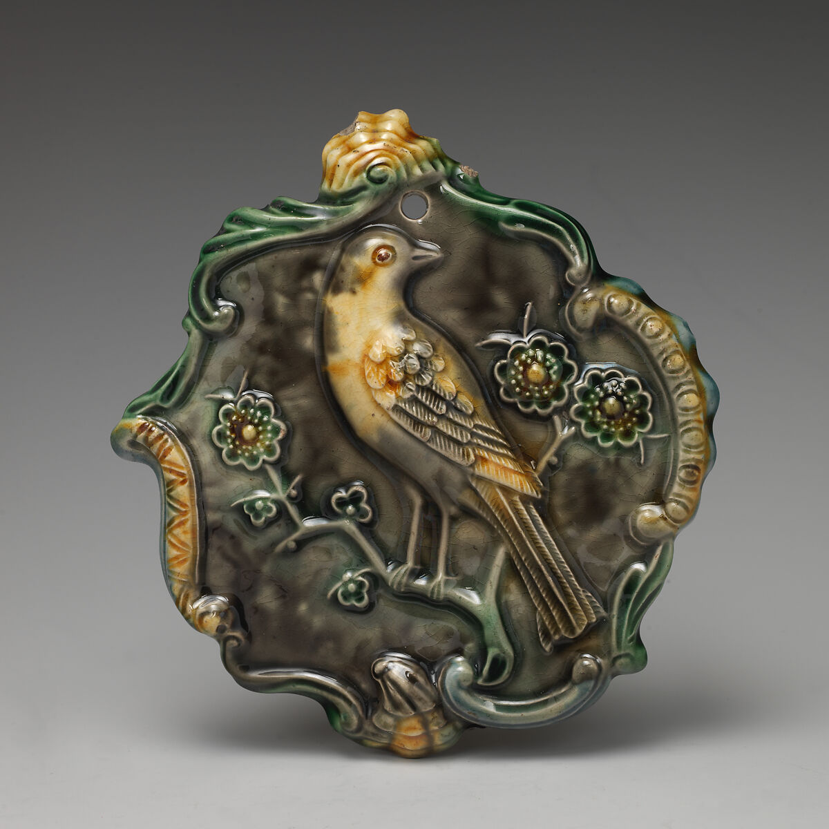 Plaque, Style of Whieldon type, Lead-glazed earthenware, British, Staffordshire 