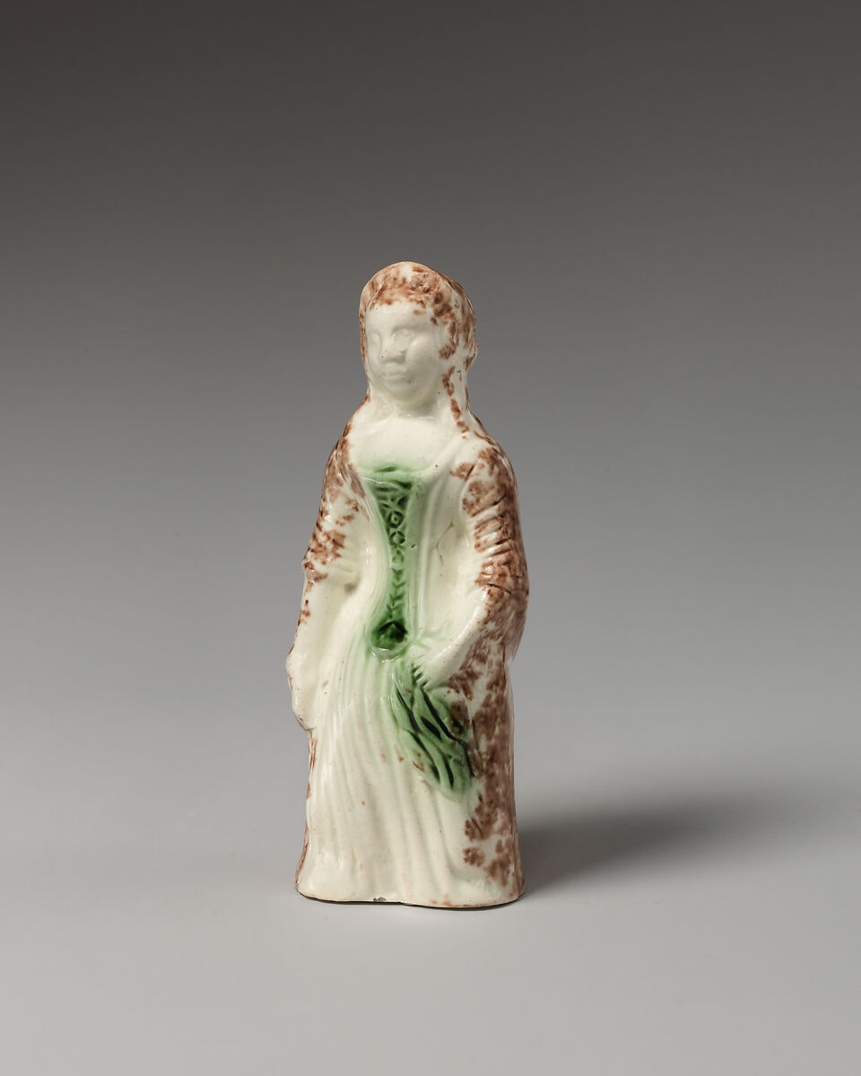 Pair of standing women, Style of Whieldon type, Lead-glazed earthenware, British, Staffordshire