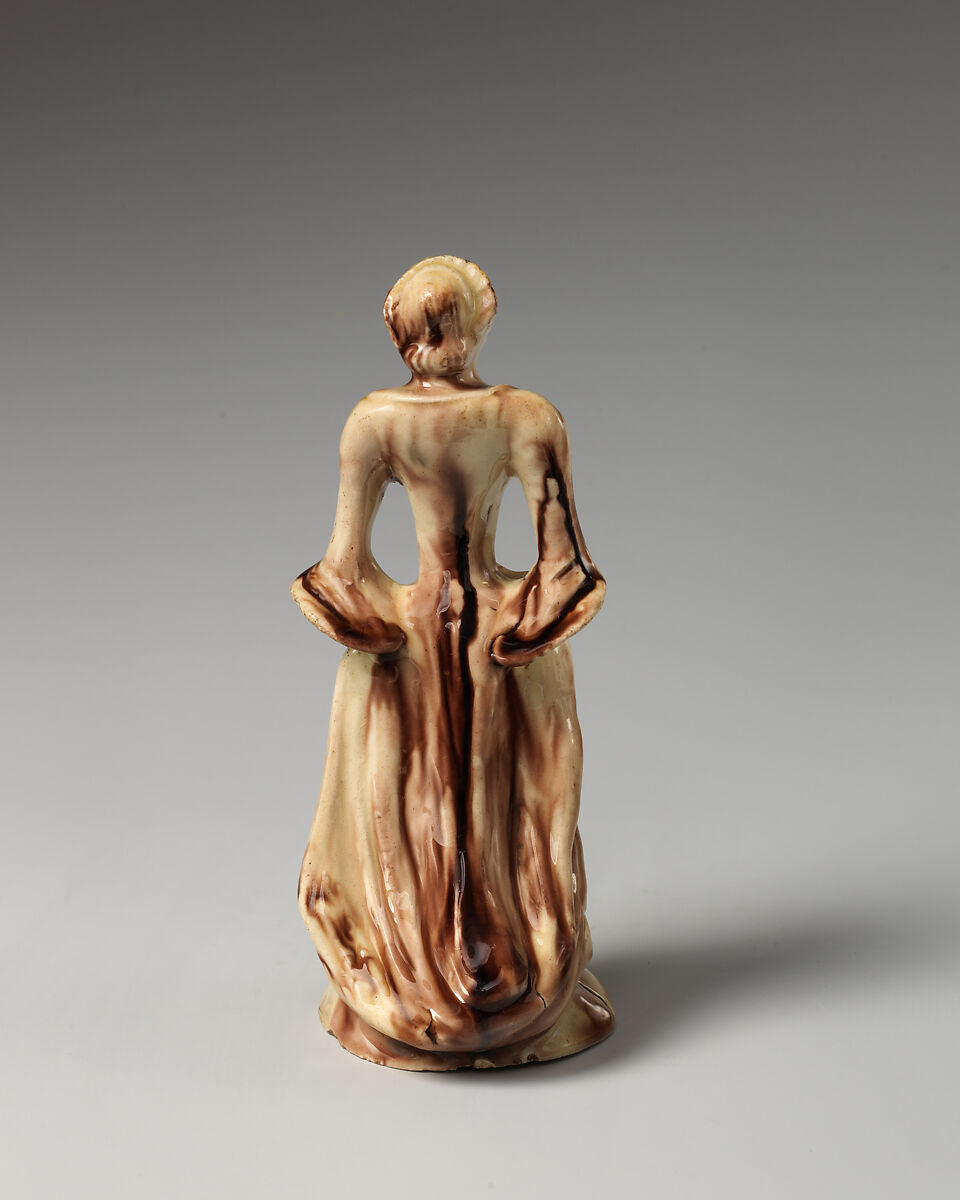 Standing woman, Style of Whieldon type, Lead-glazed earthenware, British, Staffordshire