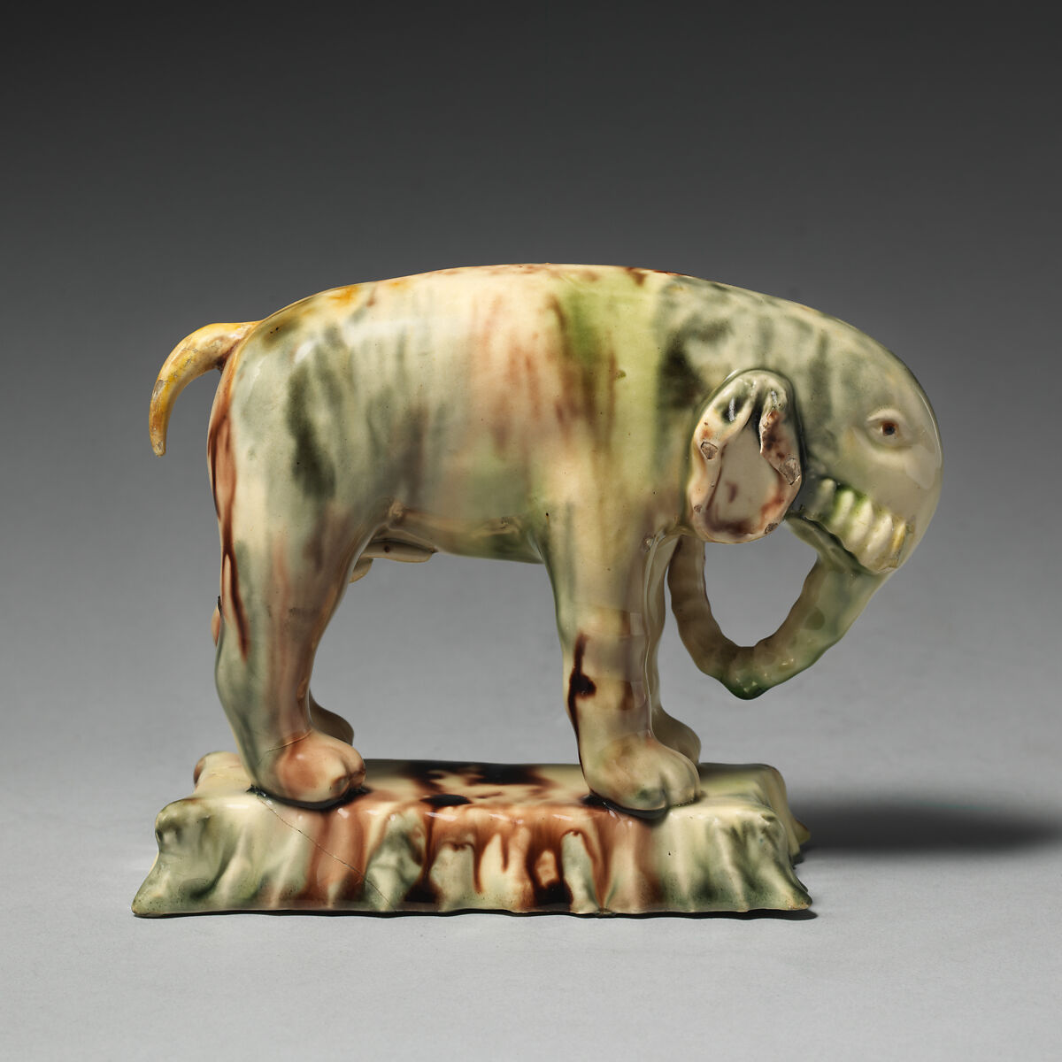 Elephant, Style of Whieldon type, Lead-glazed earthenware, British, Staffordshire