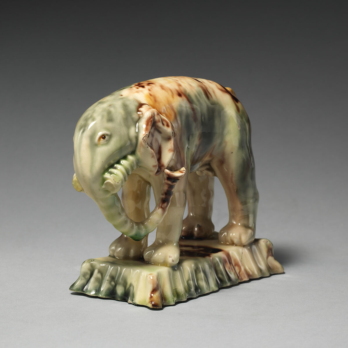 Elephant, Style of Whieldon type, Lead-glazed earthenware, British, Staffordshire