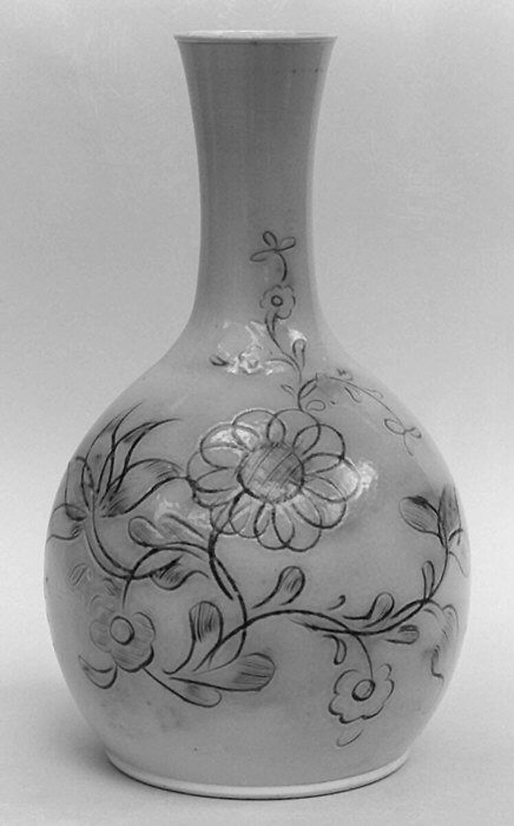 Bottle, Salt-glazed stoneware, British, Staffordshire 