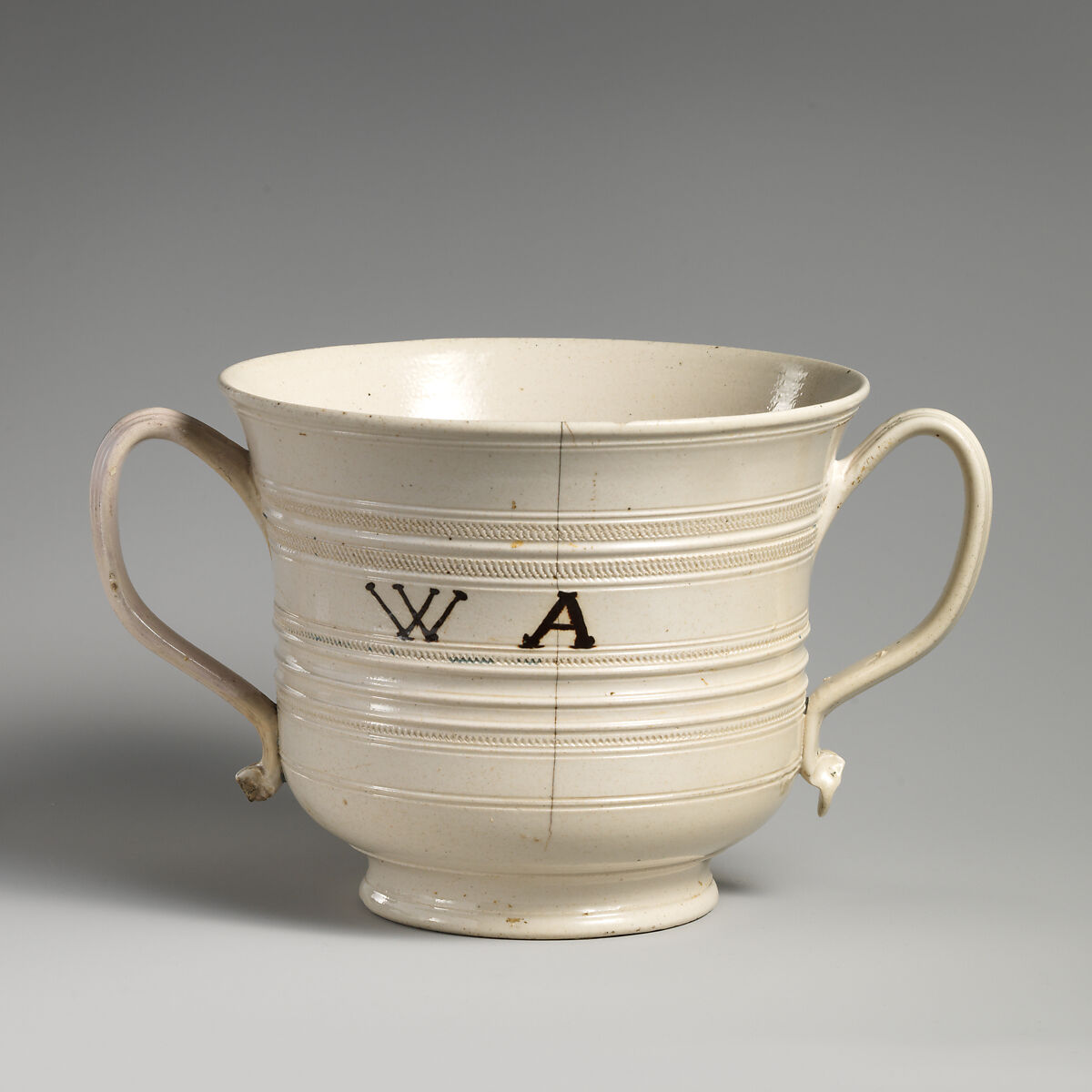 Loving cup, Salt-glazed stoneware, British, Staffordshire 