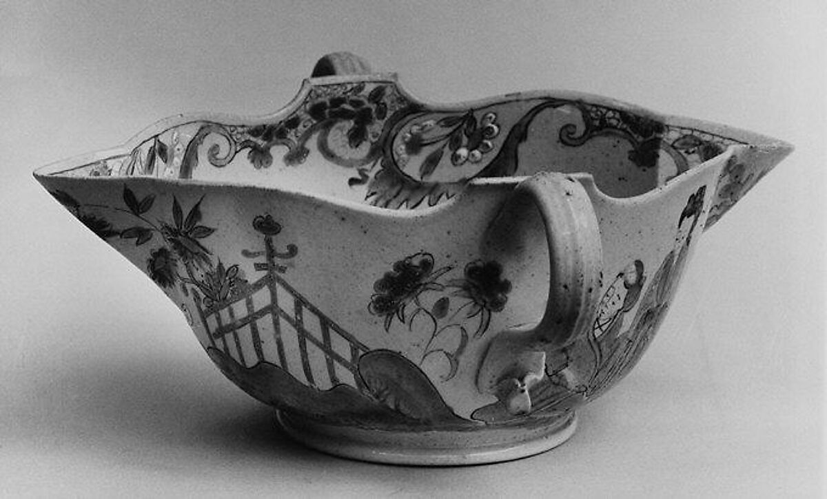 Sauceboat, Salt-glazed stoneware, British, Staffordshire 