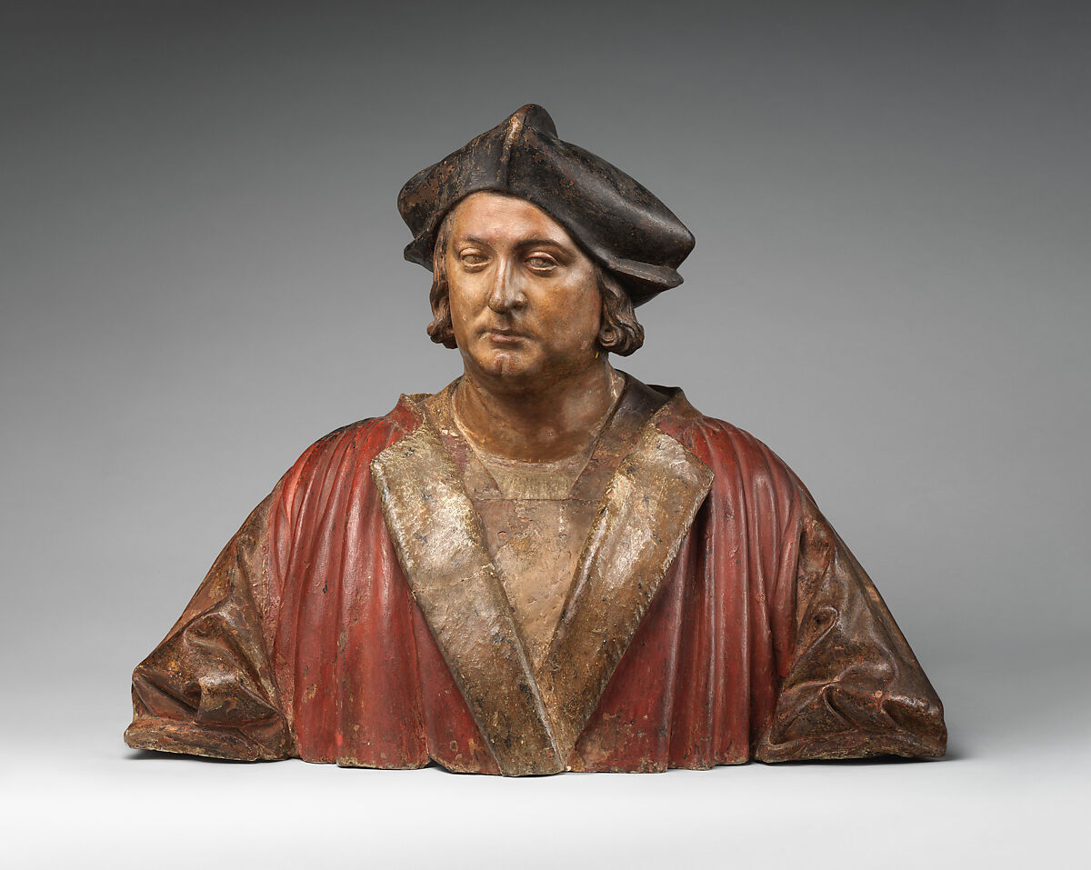 An unknown man, perhaps a Florentine merchant, Pietro Torrigiano (Italian, Florence 1472–1528 Seville), Polychromed terracotta, Italian, Florence 