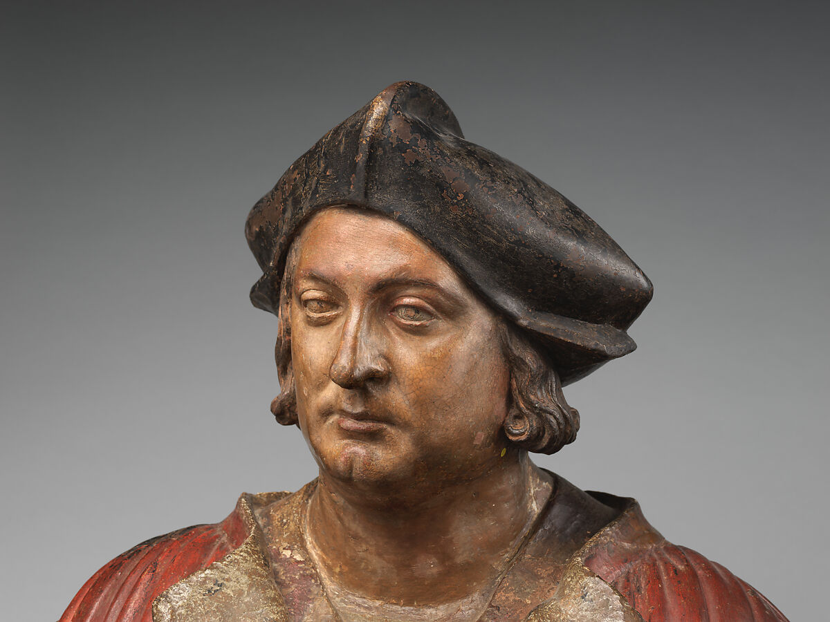An unknown man, perhaps a Florentine merchant, Pietro Torrigiano (Italian, Florence 1472–1528 Seville), Polychromed terracotta, Italian, Florence