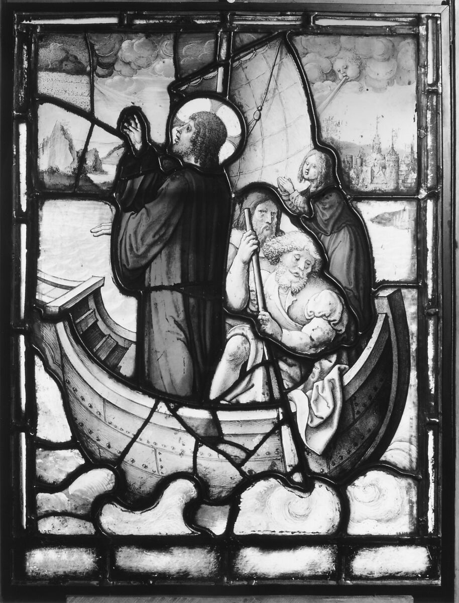 Christ Stilling the Tempest (one of a set of 12 scenes from The Life of Christ), Jan Rombouts (South Netherlandish (Duchy of Brabant), 1475–1535), Stained glass, Flemish, Leuven
