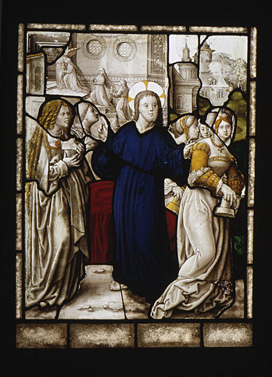 The Parable of the Wise and Foolish Virgins (one of a set of 12 scenes from The Life of Christ), Jan Rombouts (South Netherlandish (Duchy of Brabant), 1475–1535), Stained glass, Flemish, Leuven
