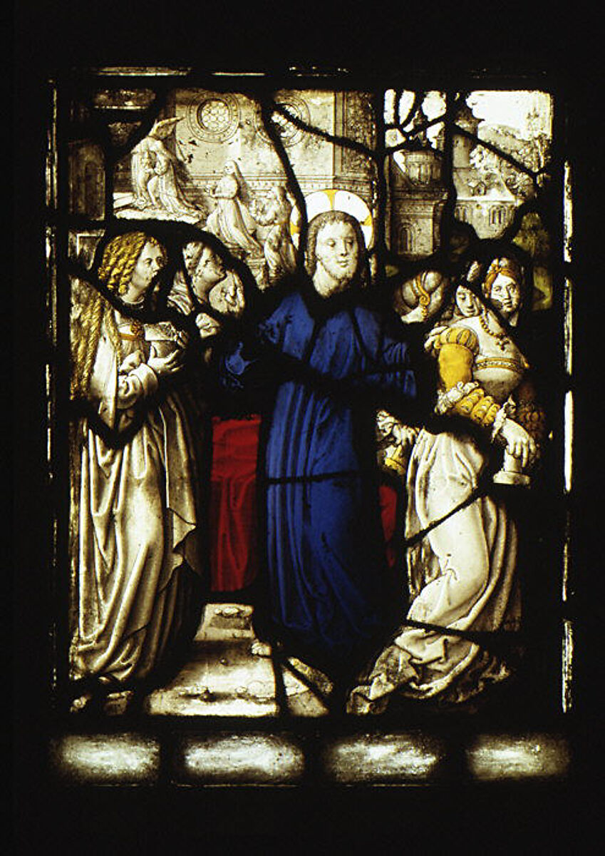 The Parable of the Wise and Foolish Virgins (one of a set of 12 scenes from The Life of Christ), Jan Rombouts (South Netherlandish (Duchy of Brabant), 1475–1535), Stained glass, Flemish, Leuven 