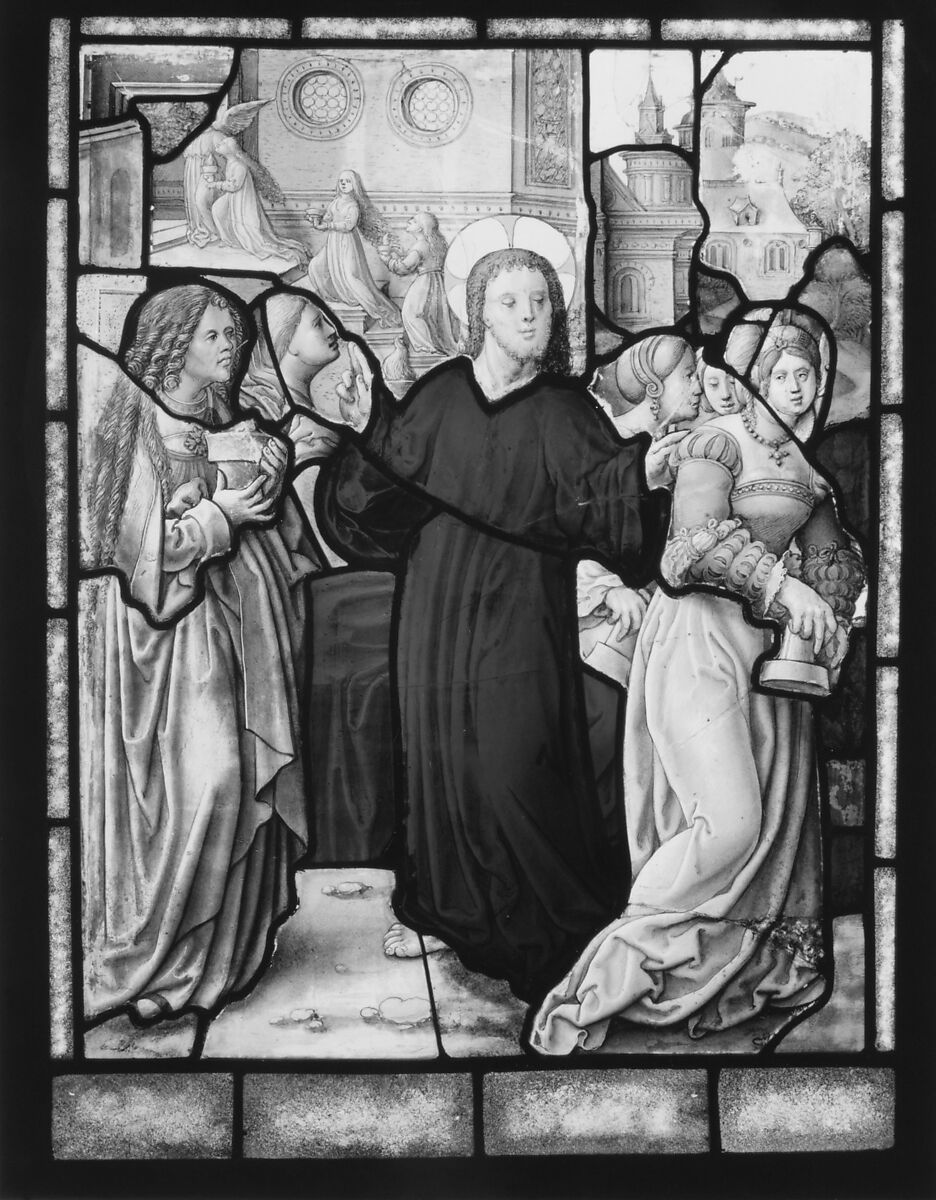 The Parable of the Wise and Foolish Virgins (one of a set of 12 scenes from The Life of Christ), Jan Rombouts (South Netherlandish (Duchy of Brabant), 1475–1535), Stained glass, Flemish, Leuven