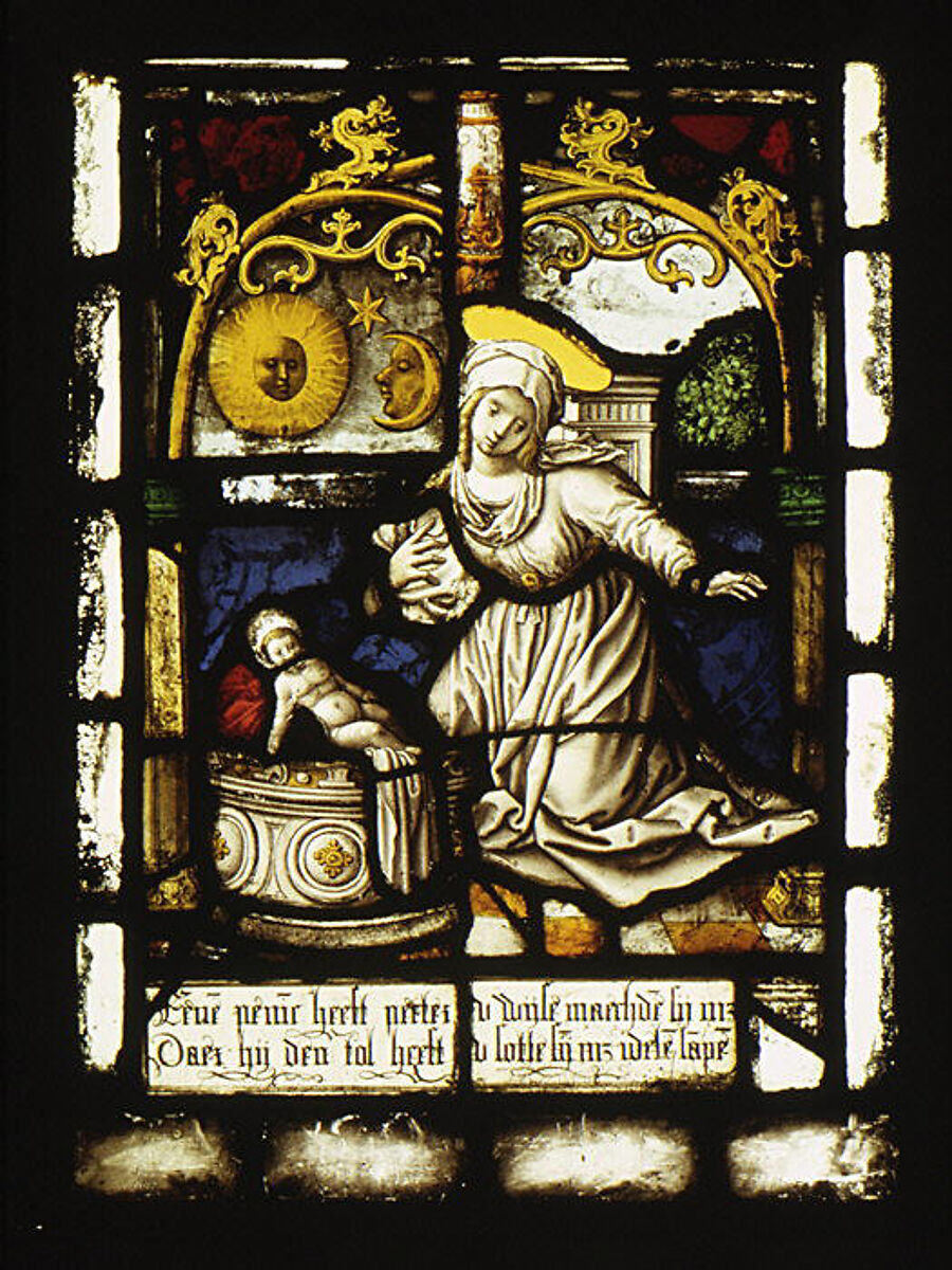 The Nativity (one of a set of 12 scenes from The Life of Christ), Stained glass, Flemish, Leuven 