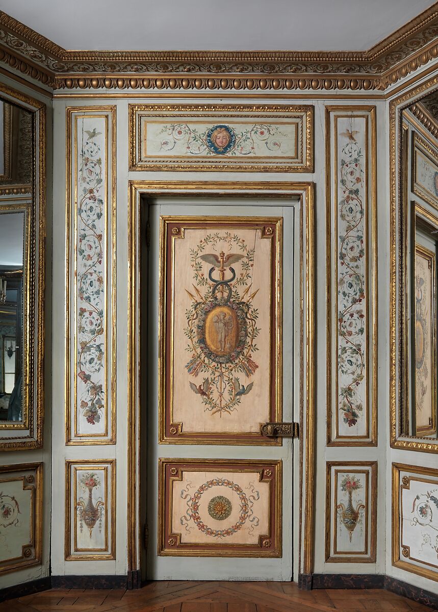 Boudoir from the Hôtel de Crillon, Pierre-Adrien Paris (French, 1747–1819), Oak, painted and gilded, French, Paris