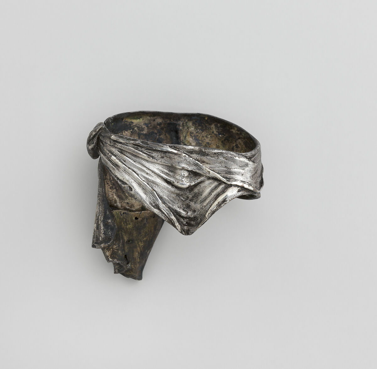 Corpus from a crucifix, Bronze, fire-gilt; silver, Possibly Italian or French