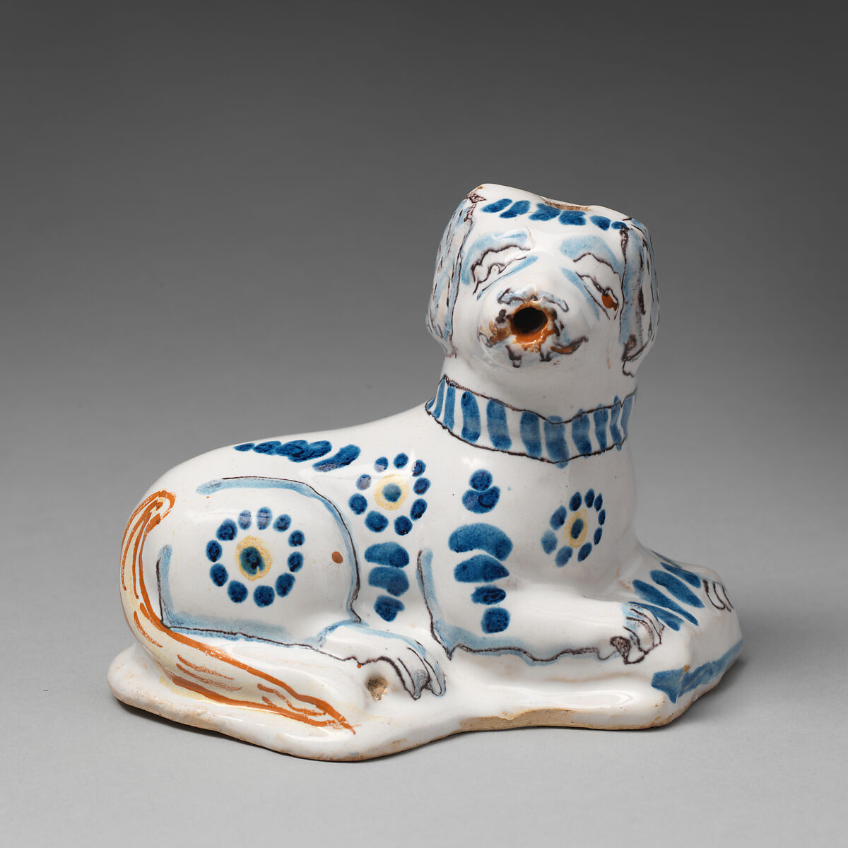 Dog, Tin-glazed earthenware, British, possibly Lambeth 