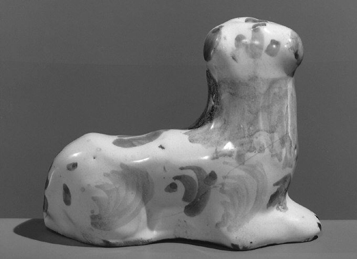 Lion, Tin-glazed earthenware, British, possibly Lambeth