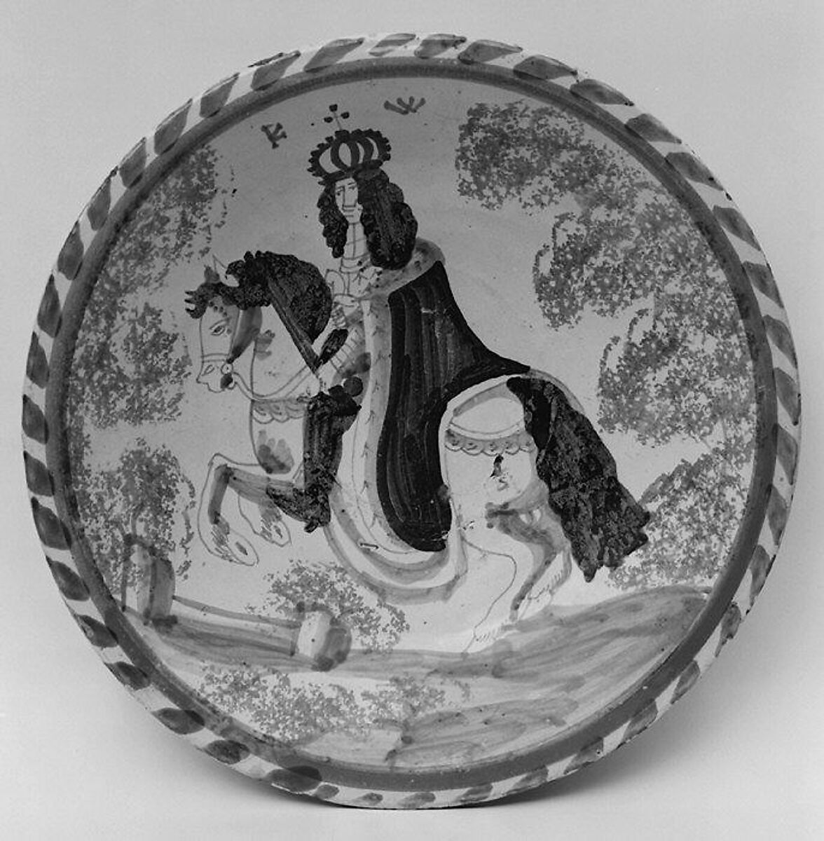 Dish, Tin-glazed earthenware, British, Lambeth or Bristol