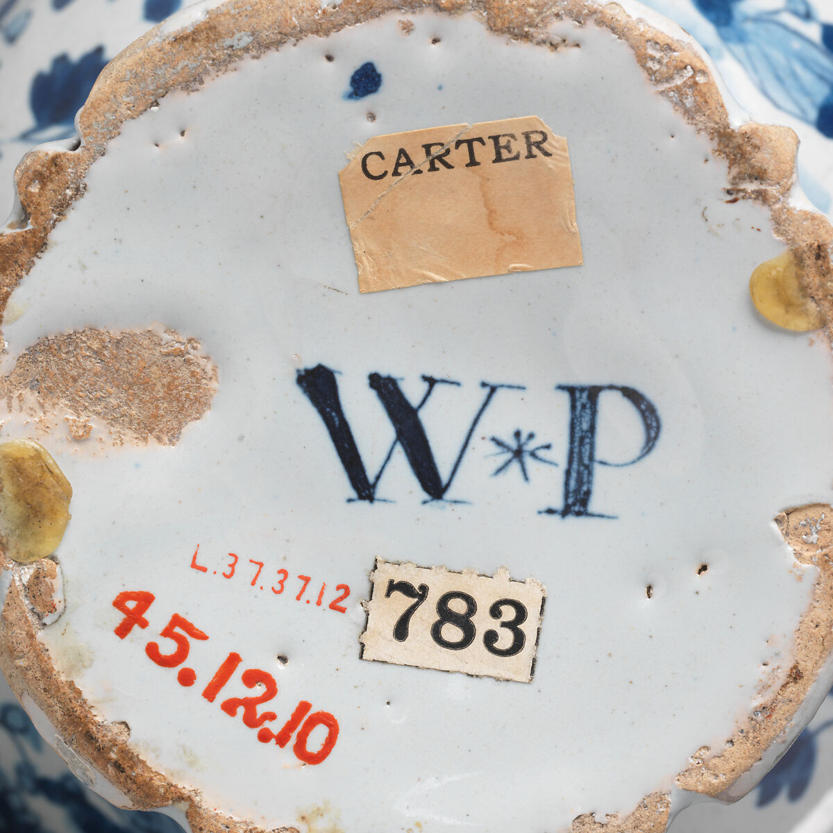 Puzzle jug, Tin-glazed earthenware (delftware), British, Lambeth