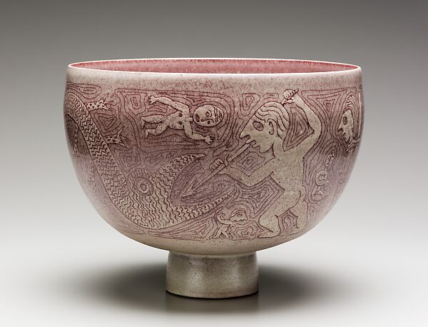 Bowl, Edwin Scheier (1910–2008), Stoneware, American 