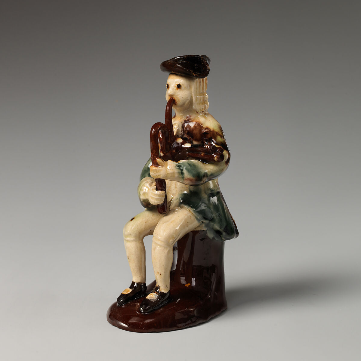 Bagpiper, Style of Astbury-Whieldon, Lead-glazed earthenware, British, Staffordshire 