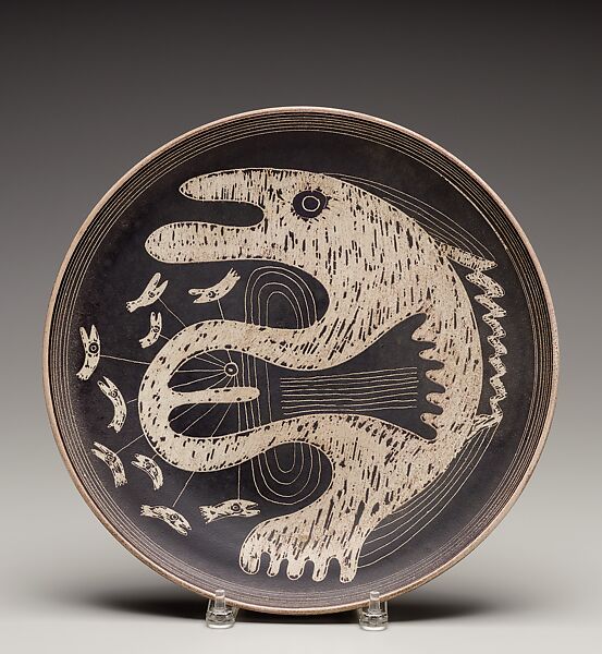 Plaque, Edwin Scheier (1910–2008), Stoneware, American 