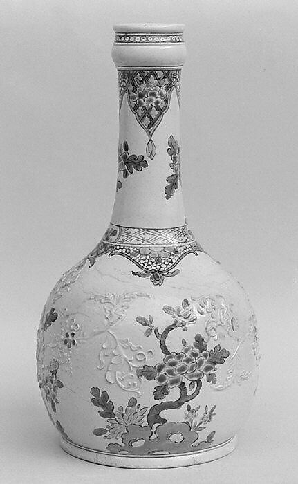 Bottle, Salt-glazed stoneware, British, Staffordshire 