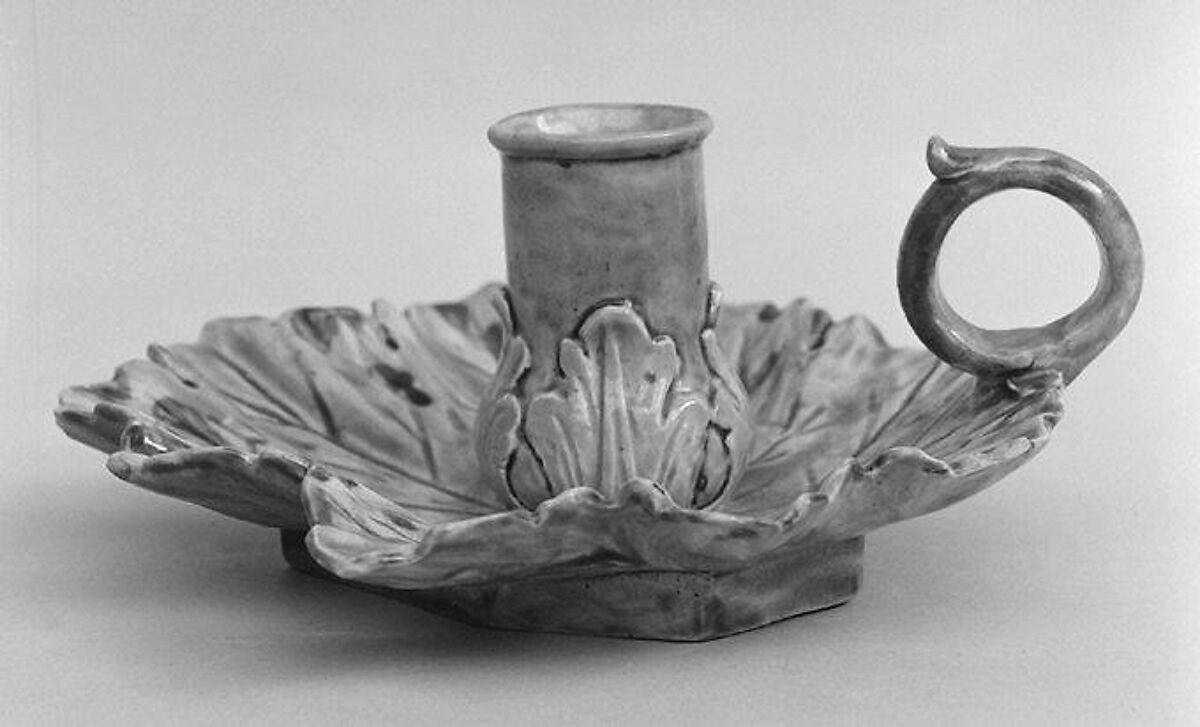 Candlestick, Salt-glazed stoneware, British, Staffordshire 