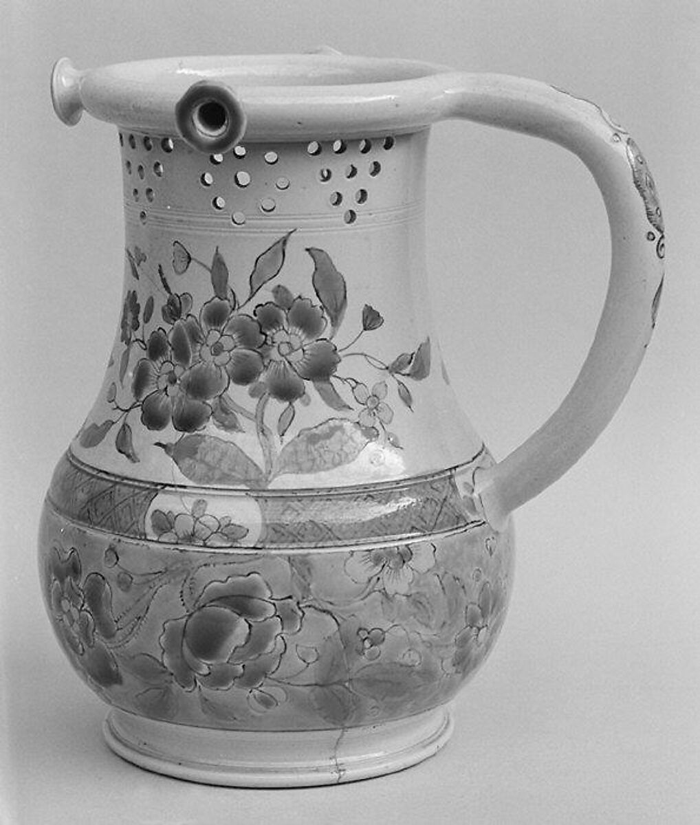 Puzzle jug, Salt-glazed stoneware, British, Staffordshire 