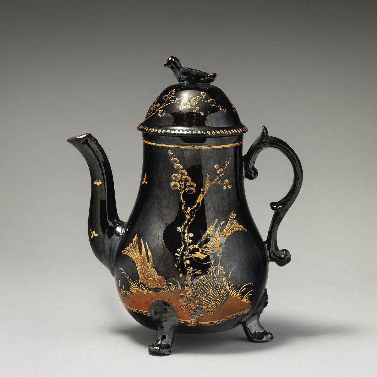 Coffeepot, Probably made at Jackfield Pottery, Shropshire, England, Glazed earthenware, British, probably Shropshire 