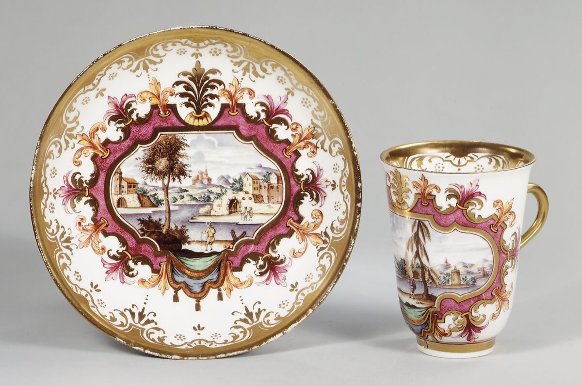 Cup and saucer, Meissen Manufactory (German, 1710–present), Hard-paste porcelain, German, Meissen 