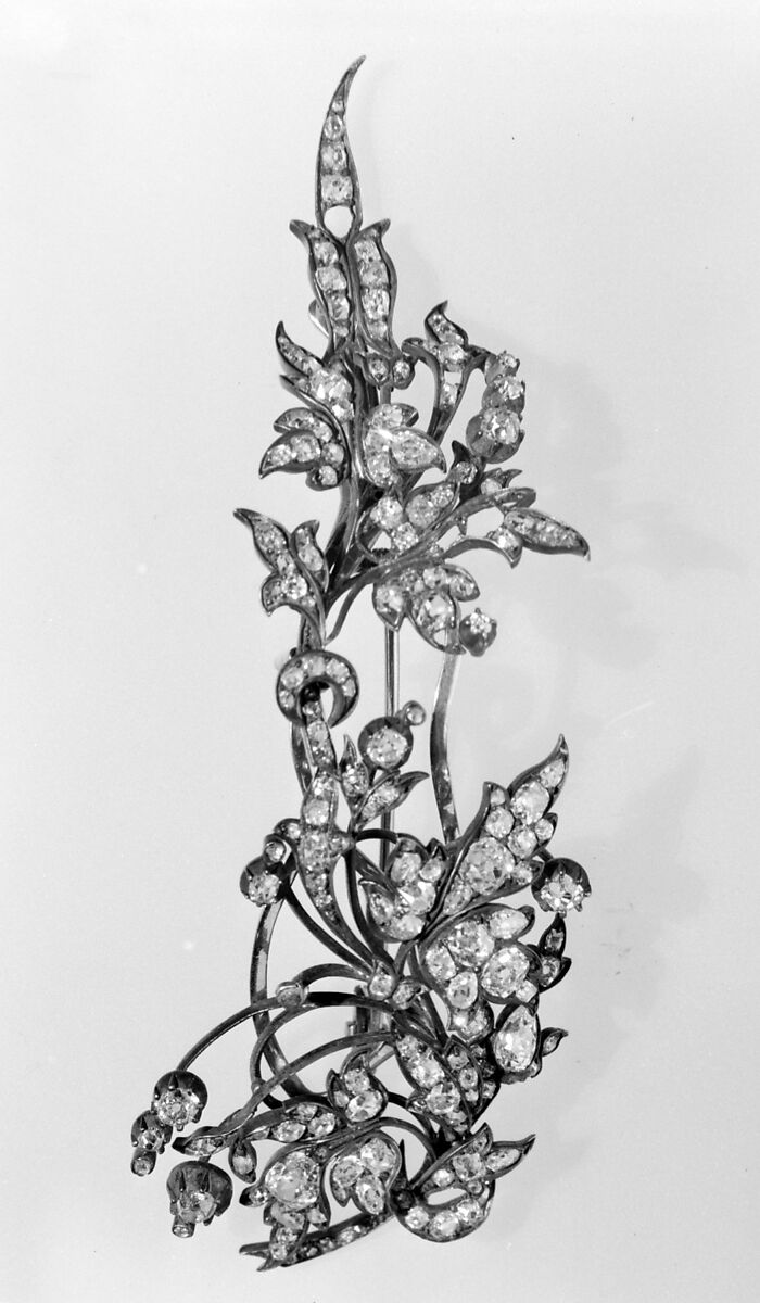 Brooch (part of a hair ornament), Diamonds, gold, silver, probably French