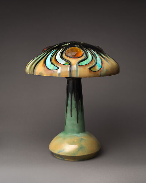 Lamp, Fulper Pottery Company (1899–1935), Stoneware, leaded glass, American 