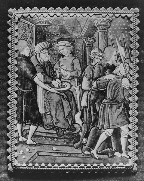 Pilate Washing His Hands (one of a series), Painted enamel on copper, partly gilt, French