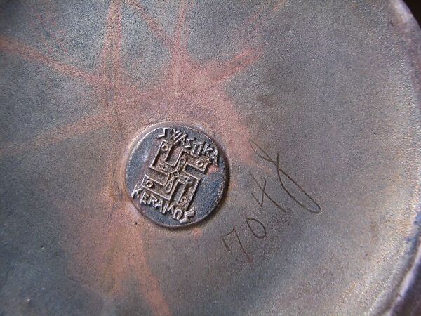 Vase, Owen China Company (1902–32), Earthenware (“Swastika Keramos” line), American