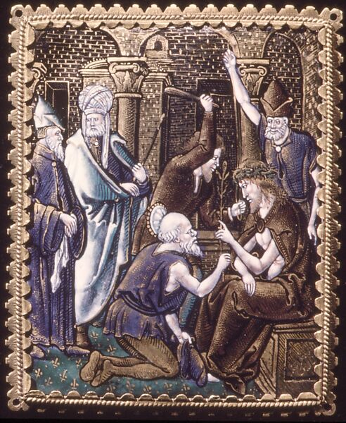 Christ Crowned with Thorns (one of a series), Painted enamel on copper, partly gilt, French