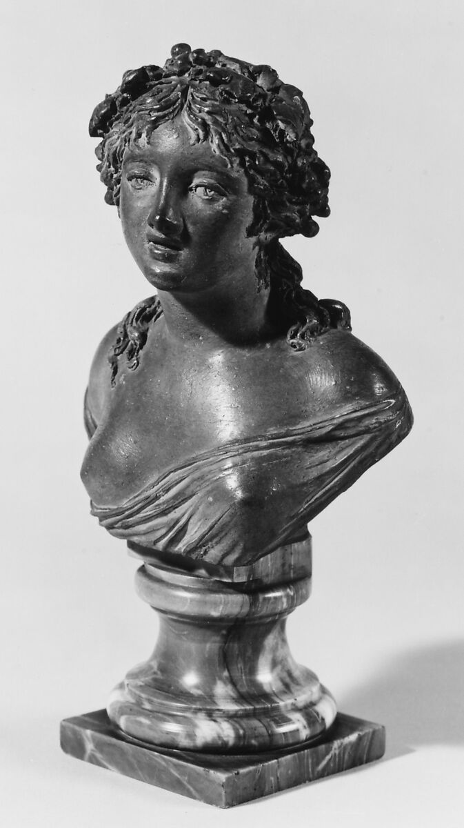 Bacchic nymph (one of a pair), Joseph-Charles Marin (French, Paris 1759–1834 Paris), Terracotta; base: grey marble, French 