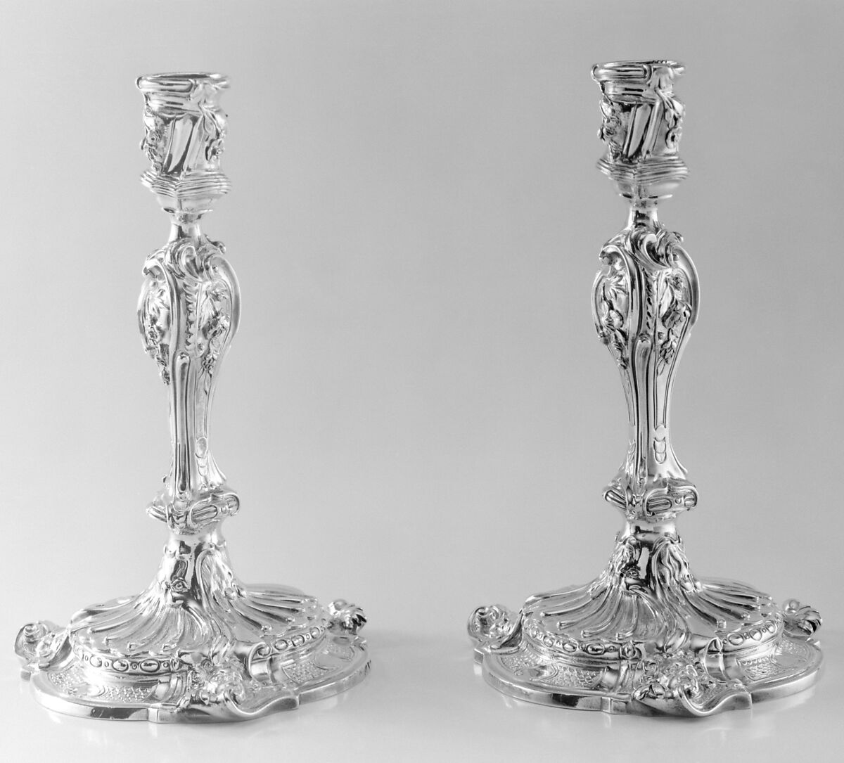 Pair of candlesticks, Paul de Lamerie (British, 1688–1751, active 1712–51), Silver, British, London