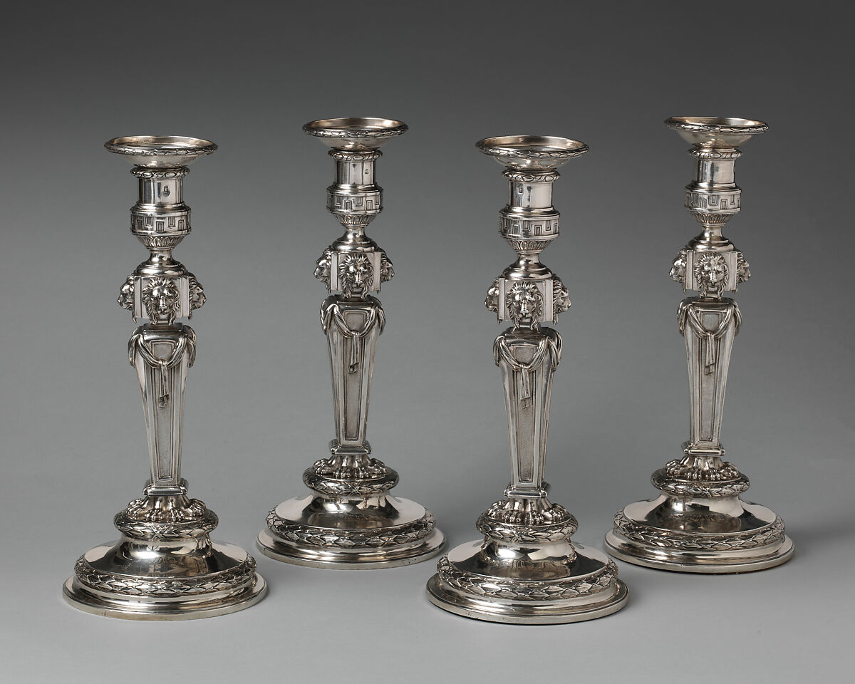 Set of four candlesticks, Thomas Heming (active 1745–73), Silver, British, London 