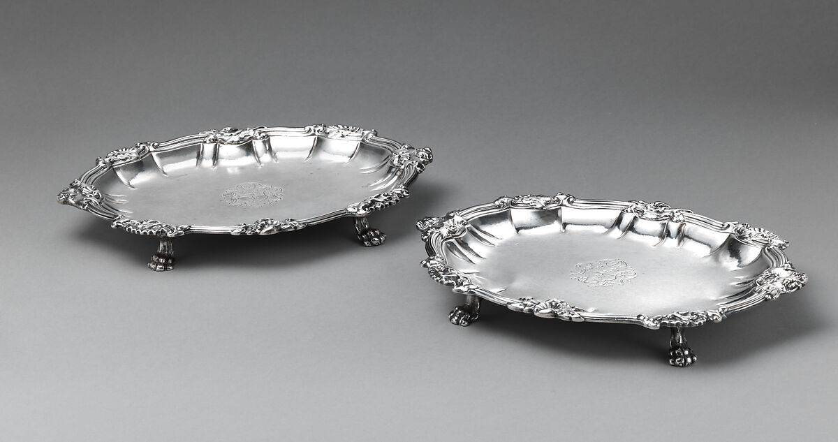 Pair of trays, Paul de Lamerie (British, 1688–1751, active 1712–51), Silver, British, London 