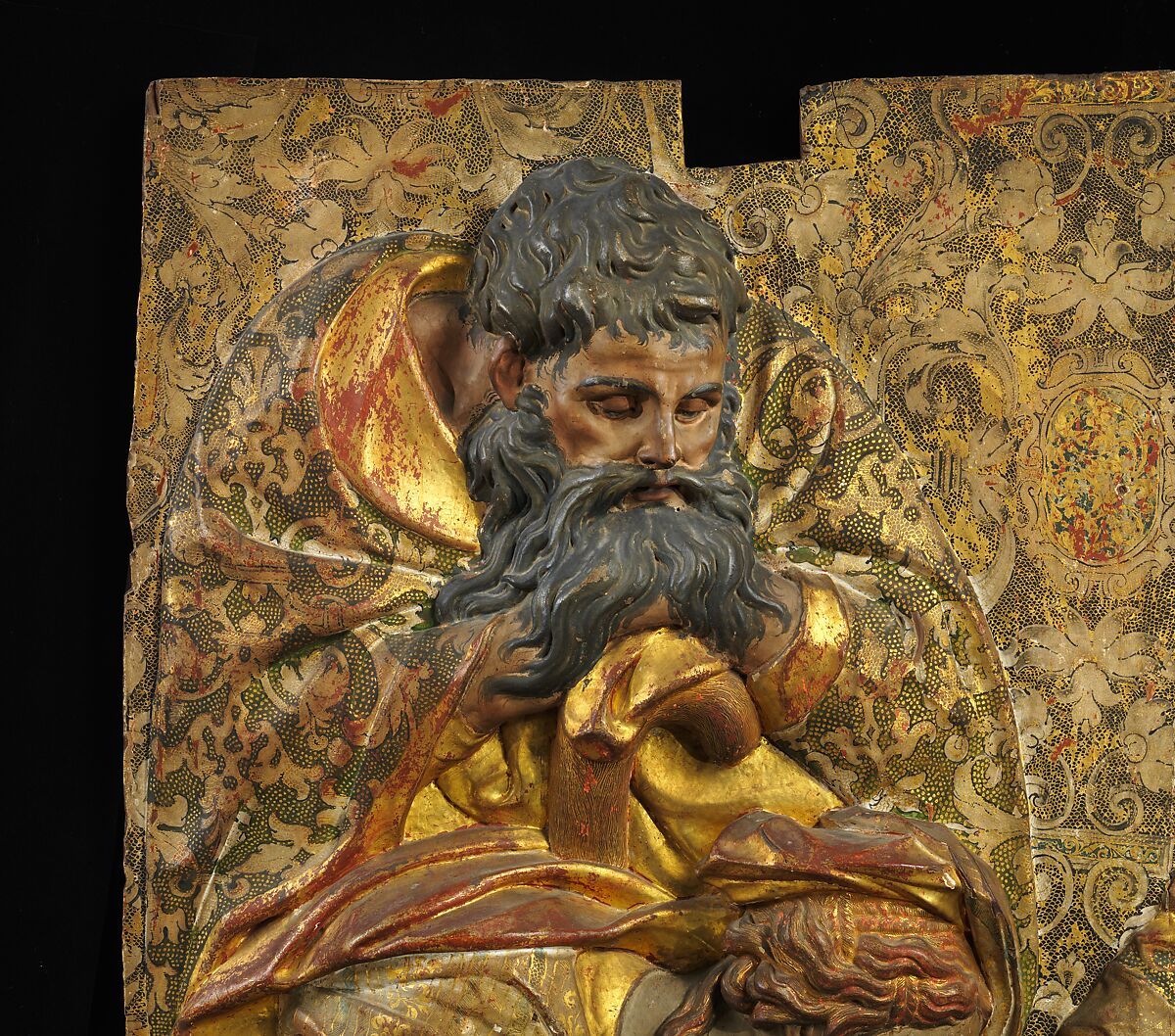 The Holy Family with Saints Anne and Joachim, Diego de Pesquera (Spanish, Castile (?), ca. 1540–after 1581, Mexico (?), active 1563–80), Wood, painted and gilt, Spanish, Granada