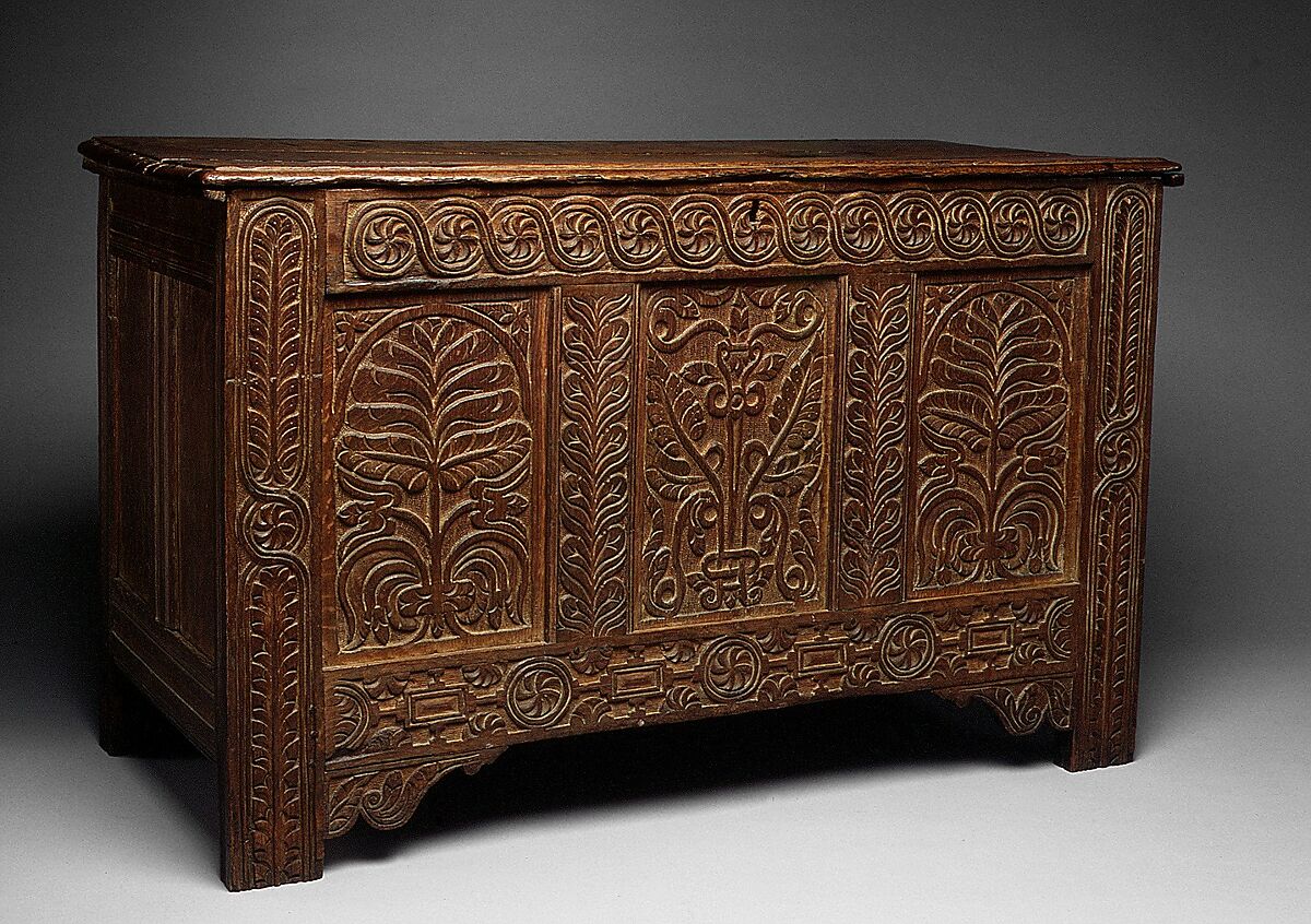 Chest, Possibly William Searle (died 1667), White oak, red oak, American