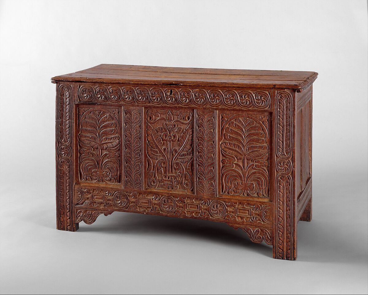 Chest, Possibly William Searle (died 1667), White oak, red oak, American 