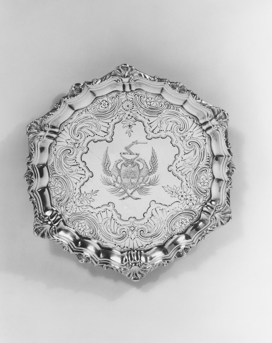 Salver, John Robinson (entered 1738), Silver, British, London 