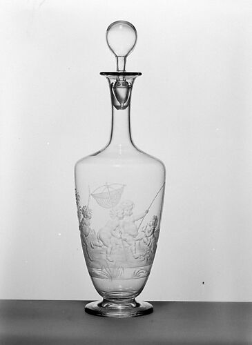 Decanter with scene of children fishing (Summer) (one of a pair)