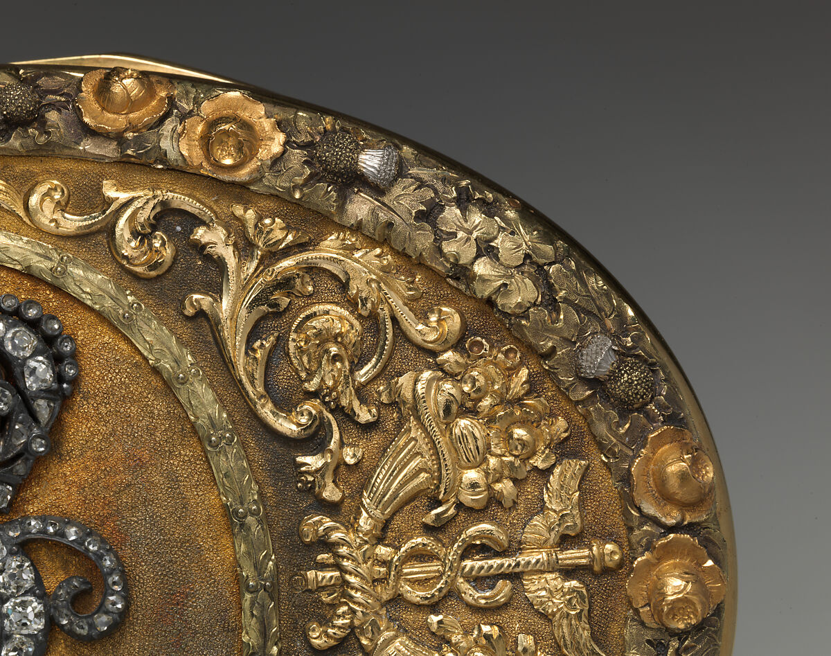 Snuffbox with cipher of William IV of the United Kingdom of Great Britian and Ireland, John Northam (recorded 1793, active 1793–after 1829), Gold, diamonds, enamel, British, London