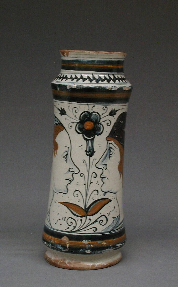 Albarello, Maiolica (tin-glazed earthenware), Italian, Naples 