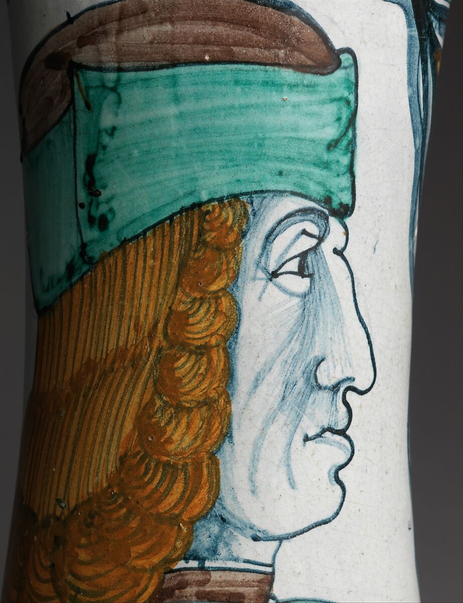 Pharmacy jar (albarello), Maiolica (tin-glazed earthenware), Italian, probably Naples or environs