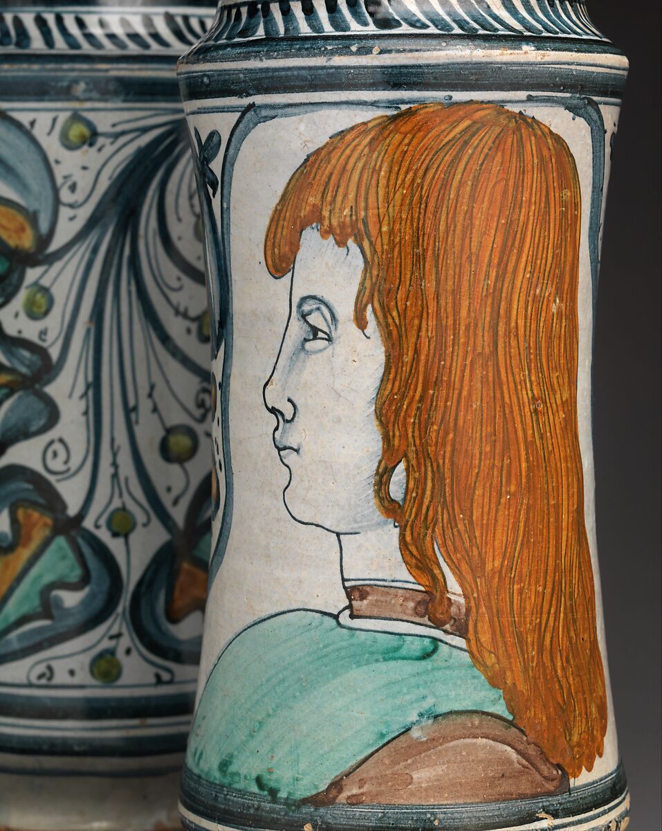 Pharmacy jar (albarello), Maiolica (tin-glazed earthenware), Italian, probably Naples or environs