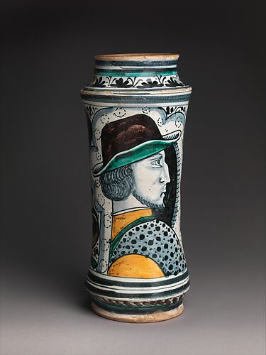 Storage jar (albarello) with a profile portrait