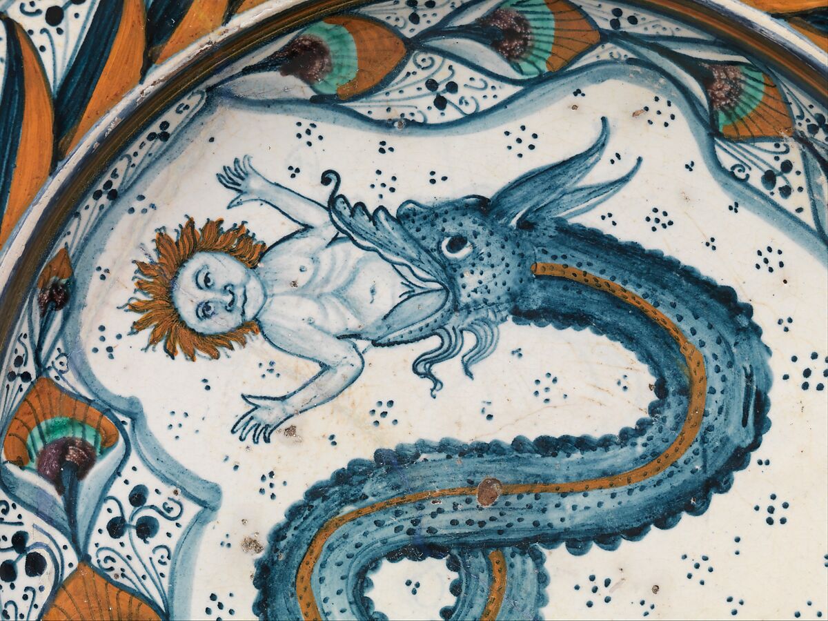 Dish with arms of the Visconti family, Maiolica (tin-glazed earthenware), Italian, probably Deruta