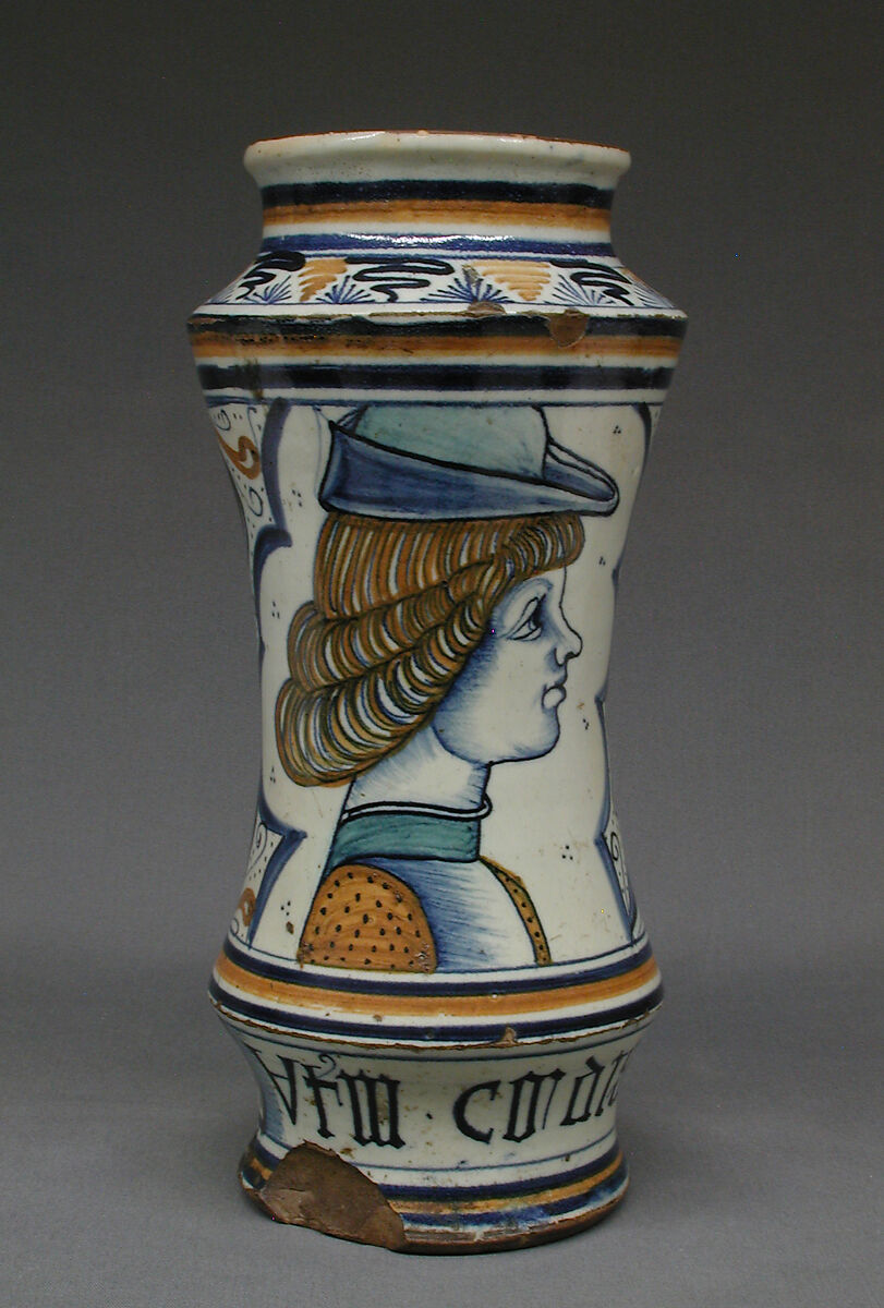 Albarello, Maiolica (tin-glazed earthenware), Italian, Faenza 